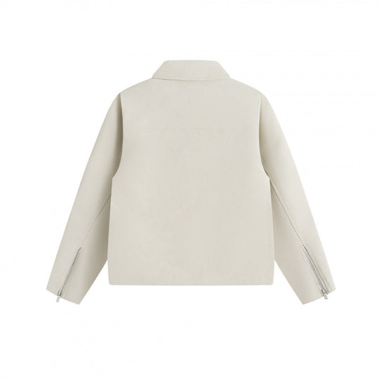 Unisex Kurzjacke im minimalistischen Veloursleder-Look mit verdeckter Frontblende und Hemdkragen Nord Taschen