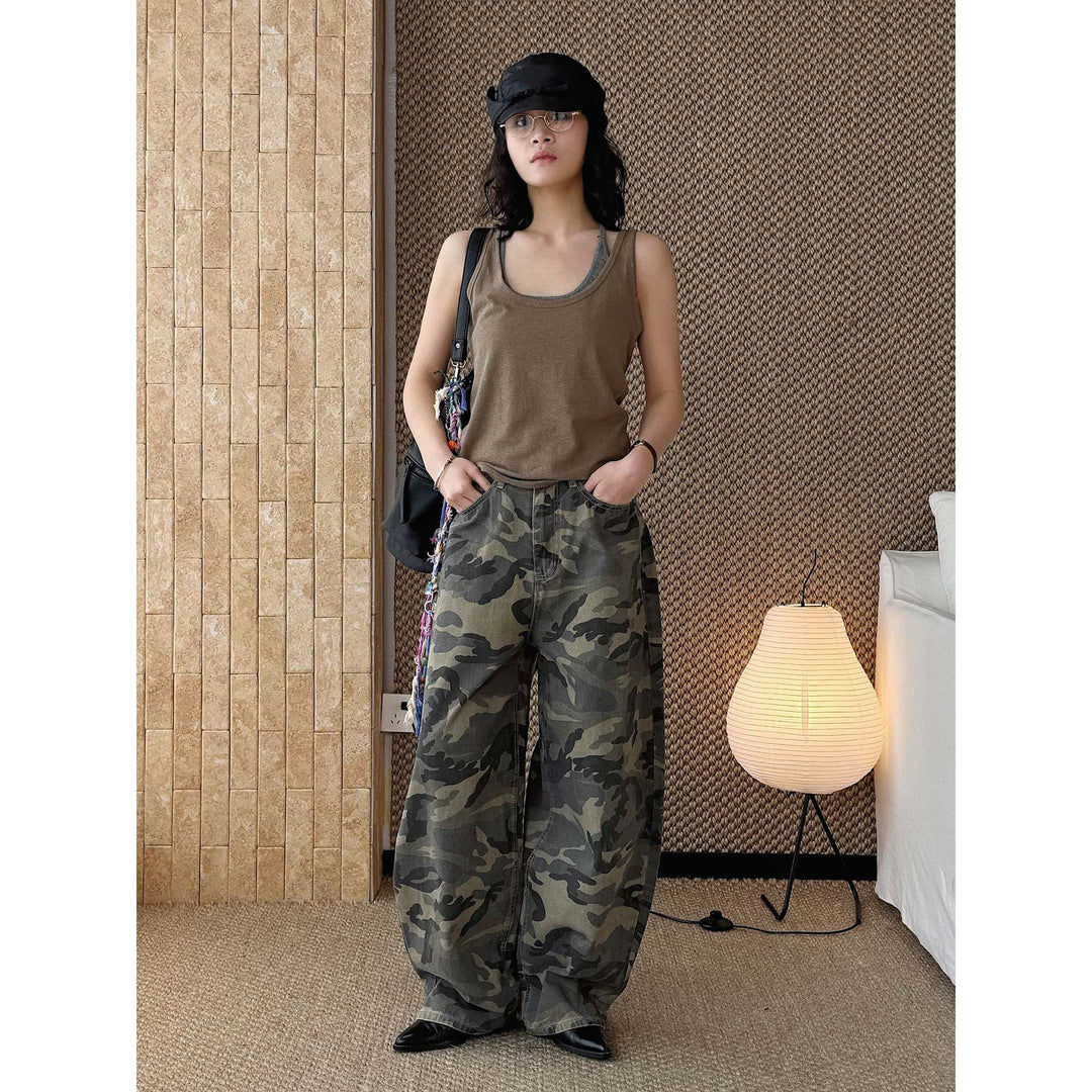 Damen Weite Cargohose im Camouflage‑Baggy‑Stil Nord Taschen