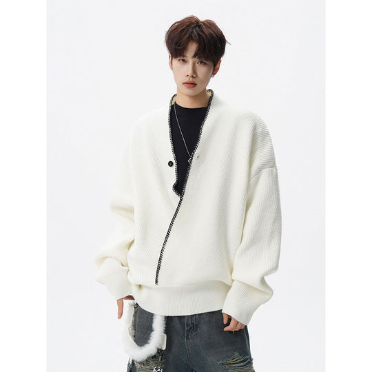 Herren Großer Strickpullover mit Knopfleiste Nord Taschen