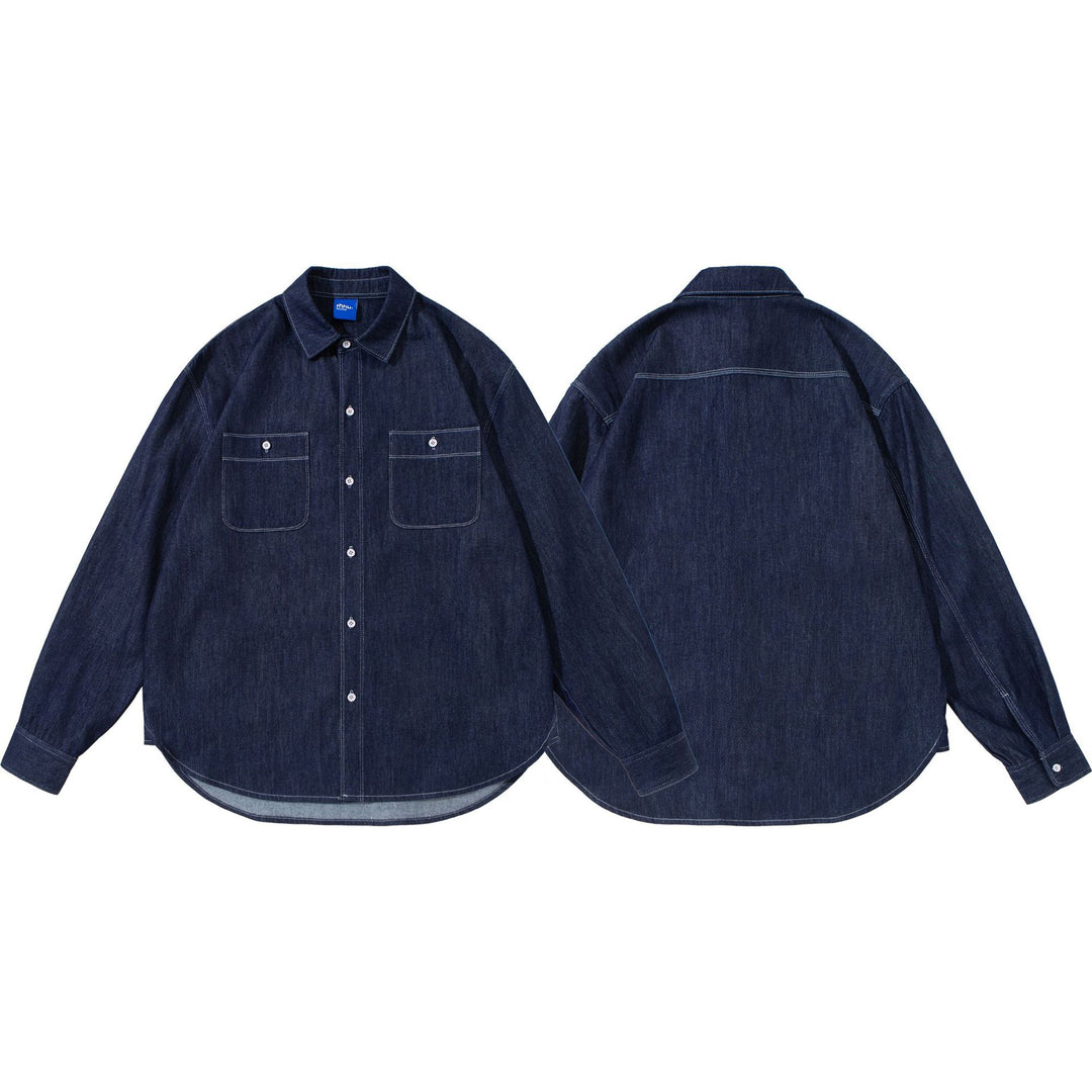 Unisex Oversize-Denim-Hemdjacke mit aufgesetzten Brusttaschen Nord Taschen