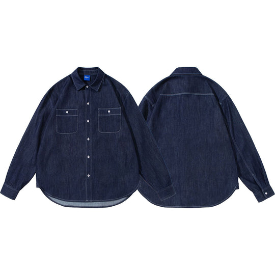 Unisex Oversize-Denim-Hemdjacke mit aufgesetzten Brusttaschen Nord Taschen