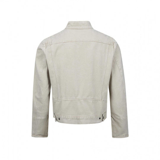 Herren Asymmetrische Kurzjacke im Biker-Stil mit Stehkragen und schrägem Metallreißverschluss Nord Taschen