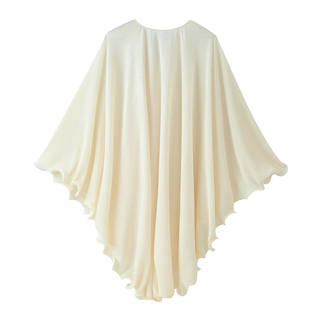 Damen Plissierter Cape‑Poncho mit V‑Ausschnitt und Schmuckverschluss Nord Taschen