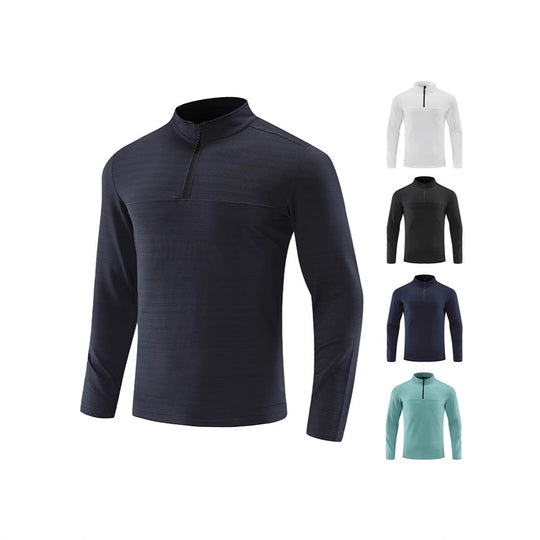 Herren Funktions-Halbzip-Langarmshirt mit Stehkragen und atmungsaktivem Stretchmaterial Nord Taschen