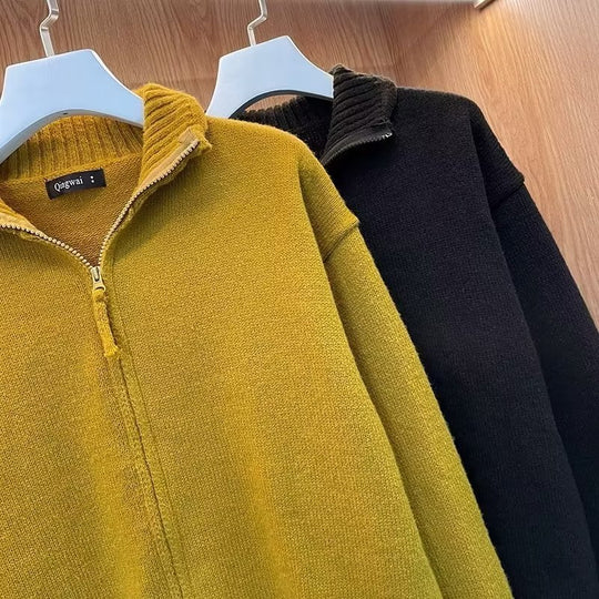 Unisex Komfortabler Reißverschluss-Strickblouson mit geradem Schnitt und Stehkragen Nord Taschen