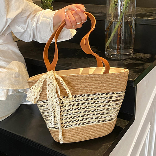 Damen Strandtasche mit dekorativen Spitzenakzenten Nord Taschen