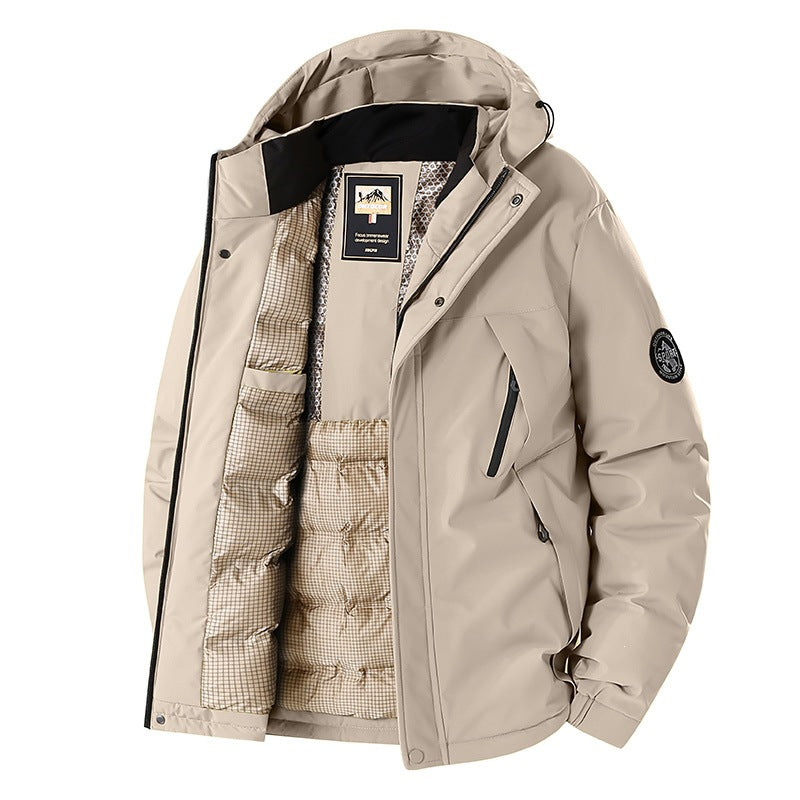 Herren Winddichte Thermo-Parka mit abnehmbarer Kapuze, Stehkragen & versteckten Reißverschlusstaschen Nord Taschen