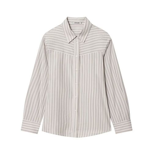 Damen Gestreifte Oversize‑Hemdbluse mit Western‑Yoke Nord Taschen