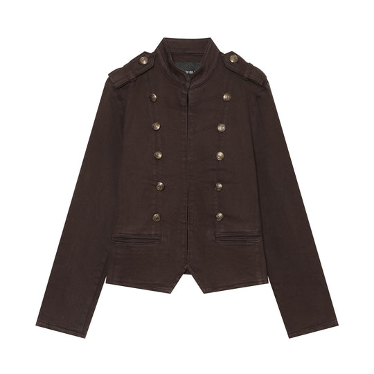 Damen Taillierte Cropped‑Militär‑Blouson mit Epauletten und Doppelknopfreihe Nord Taschen