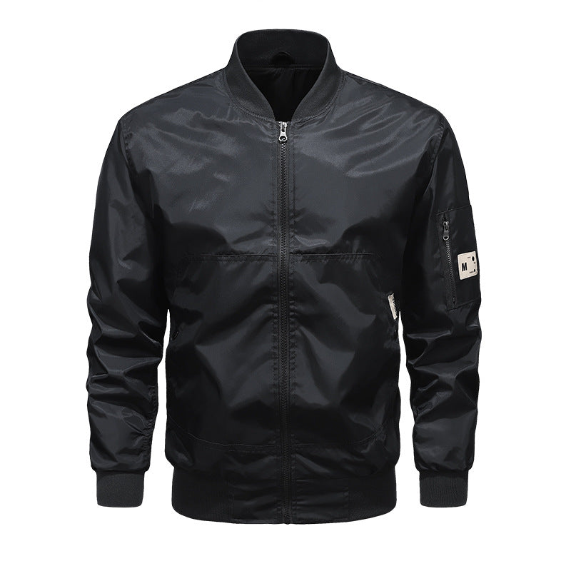 Herren Leichte Nylon-Bomberjacke mit Ärmeltasche, Stehkragen und Rippbündchen Nord Taschen