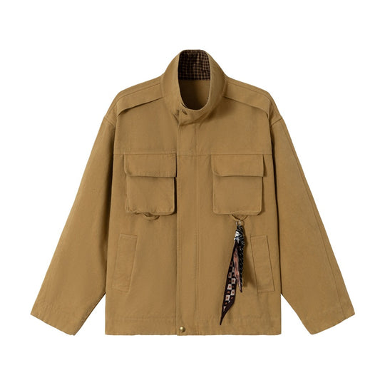 Herren Kurz geschnittene robuste Fieldjacke aus Baumwollcanvas mit Stehkragen und aufgesetzten Taschen Nord Taschen