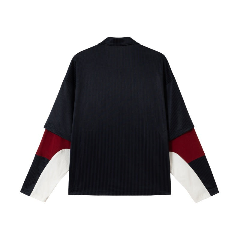 Unisex Langärmeliges Rugby‑Polo im Oversize‑Cut mit Colorblock‑Ärmeln und Logostickerei Nord Taschen