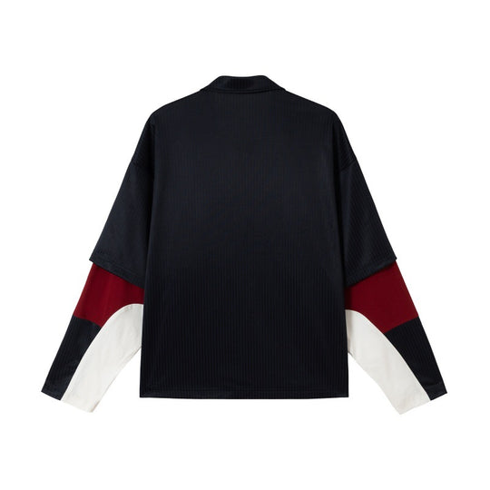 Unisex Langärmeliges Rugby‑Polo im Oversize‑Cut mit Colorblock‑Ärmeln und Logostickerei Nord Taschen