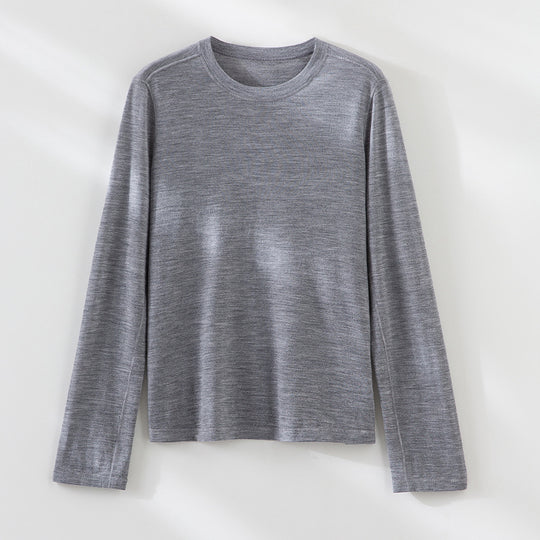 Damen Feines Langarm-Feinstrickshirt mit Rundhalsausschnitt und gerader Silhouette Nord Taschen