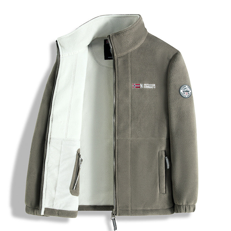 Herren Fleecejacke mit Microfleece-Innenfutter, Stehkragen und Zwei-Wege-Reißverschluss Nord Taschen