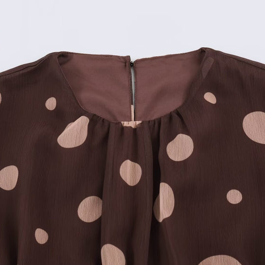 Damen Stufiges Chiffon‑Midikleid mit Volants, transparenten Ballonärmeln und Tupfenprint Nord Taschen