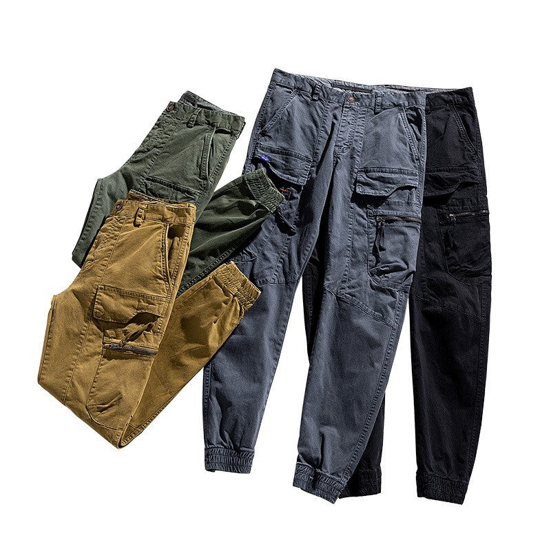 Herren Multifunktionale Cargo-Jogginghose im Tactical-Canvas-Stil mit Knie‑Paneelen, Reißverschluss‑ und Klappentaschen Nord Taschen