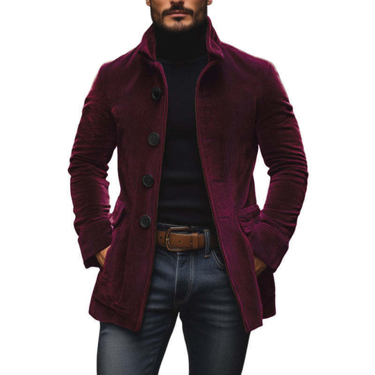 Herren Kordmantel mit Stehkragen und taillierter Silhouette Nord Taschen