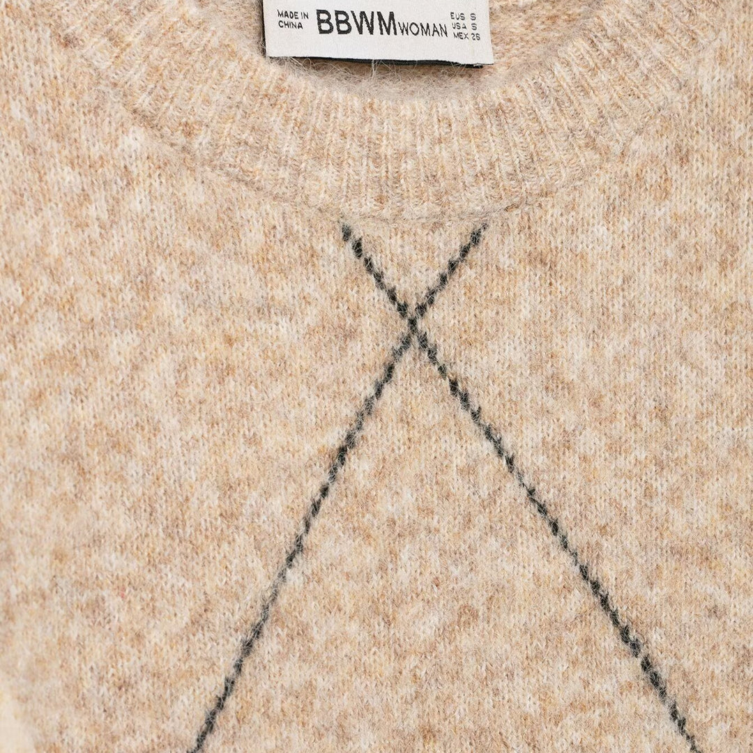 Damen Argyle-Pullover aus Wollmix mit weichem Flor und kastiger Cropped-Silhouette Nord Taschen
