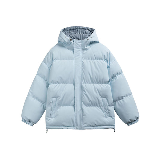 Damen Wattierte Oversize-Steppjacke mit Kapuze, hohem Kragen und karierter Futterverzahnung Nord Taschen