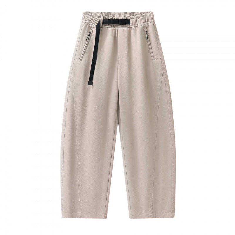Unisex Weite knöchellange Cargo-Hose im Relaxed-Fit mit elastischem Tunnelzugbund und Reißverschlusstaschen Nord Taschen