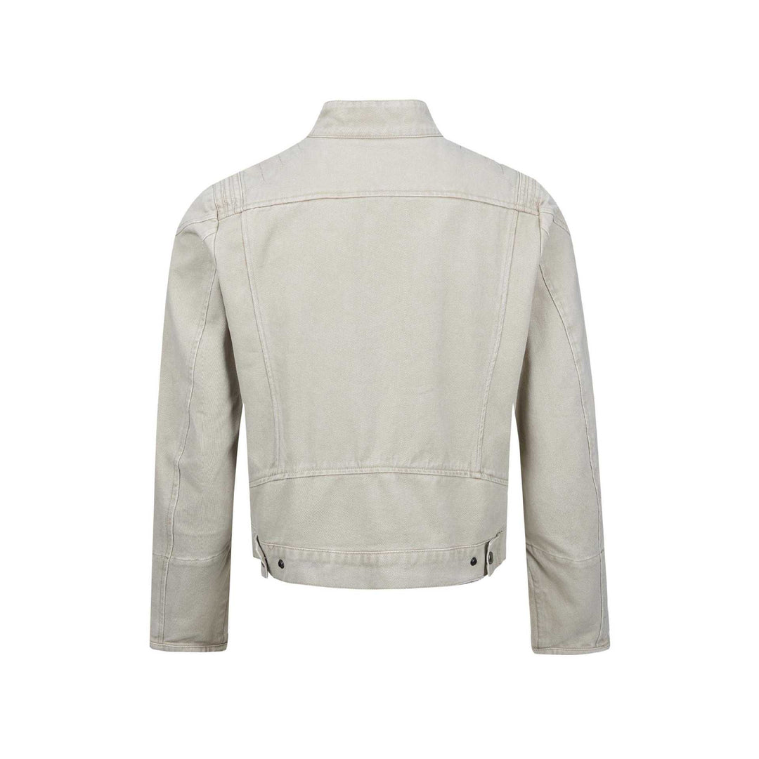 Herren Kurz geschnittener asymmetrischer Canvas-Bikerblouson mit Funnelkragen und Reißverschluss-Detail Nord Taschen