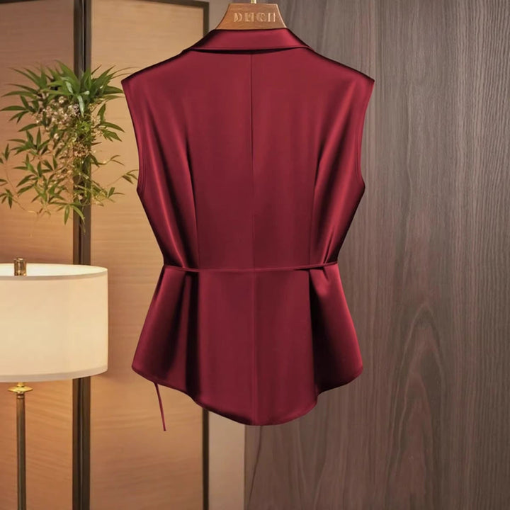 Damen elegante Wickelbluse mit femininer Drapierung und Schalkragen