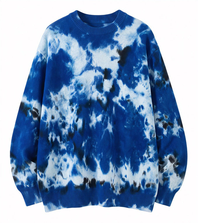 Herren Oversized Batik-Pullover mit Rundhalsausschnitt und Rippbündchen Nord Taschen