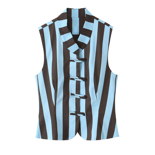 Damen Weite High‑Waist Palazzohose mit vertikaler Streifenoptik und geradem Bein Nord Taschen