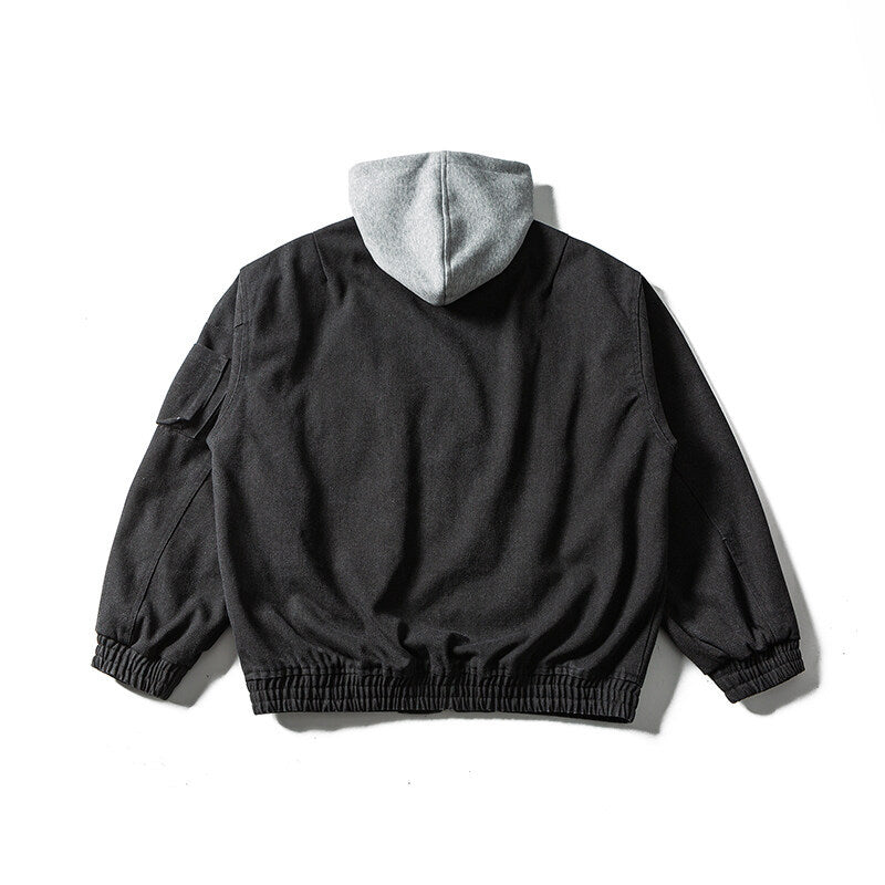 Unisex Oversize Canvas Kapuzenblouson mit Utilityärmeltasche und elastischem Bund Nord Taschen