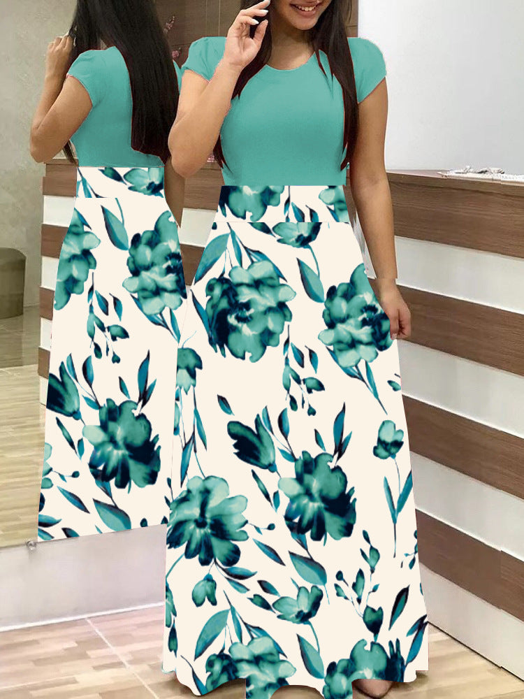 Damen Fließender Maxirock mit hoher Taille und großem Blumenprint Nord Taschen
