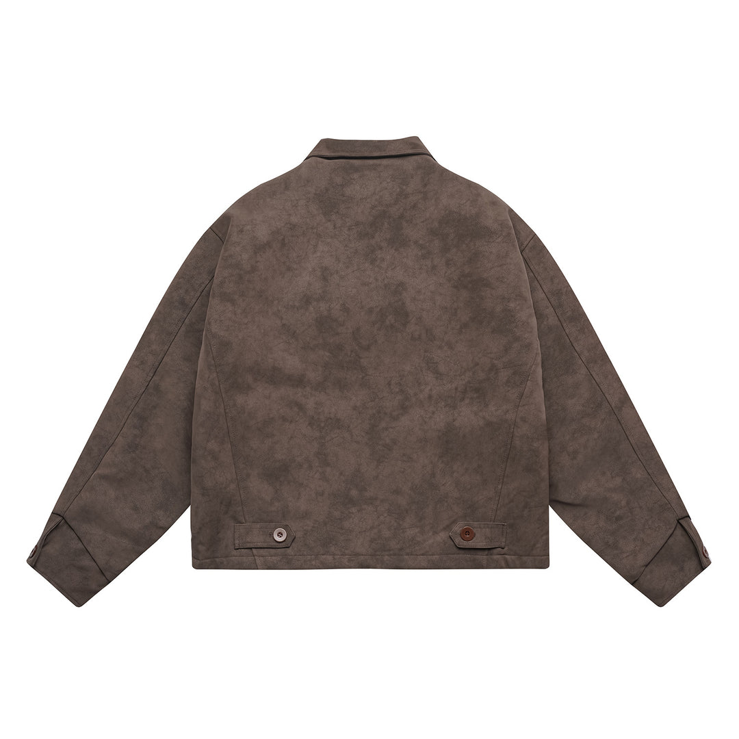 Herren Kurz geschnittener Suede‑Optik Blouson mit aufgesetzten Klappentaschen und Hemdkragen Nord Taschen