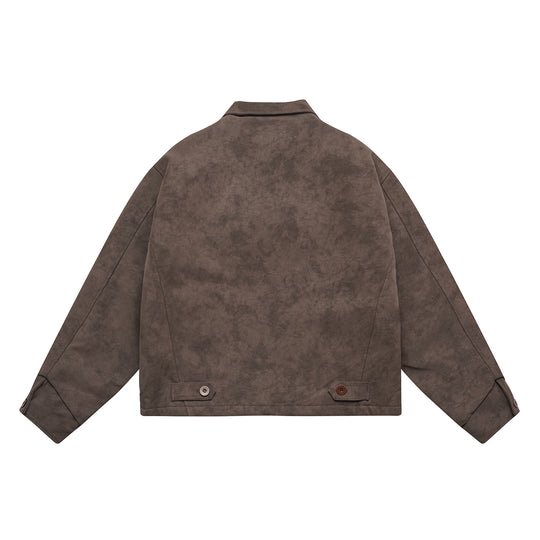 Herren Kurz geschnittener Suede‑Optik Blouson mit aufgesetzten Klappentaschen und Hemdkragen Nord Taschen
