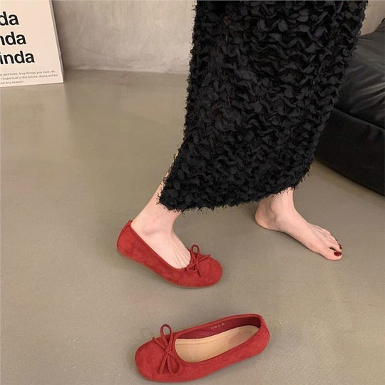 Damen Ballerinas mit glänzender Oberfläche und zierlichem Schleifendetail