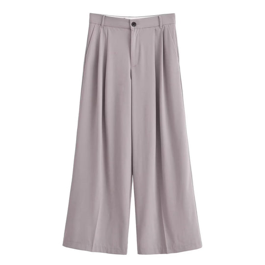Damen Weite Bundfaltenhose im Palazzo‑Stil mit hoher Taille Nord Taschen