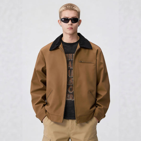 Herren Zip-Blouson im Worker-Stil mit Cordkragen und Brusttasche Nord Taschen