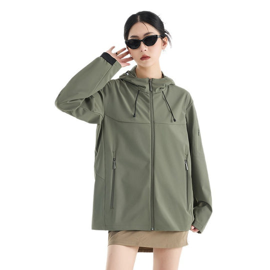 Damen Atmungsaktive Softshell-Regenjacke mit Kapuze, winddicht und minimalistischer Tech-Optik Nord Taschen