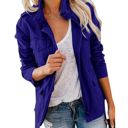 Damen leichte Feldjacke im Utility-Stil mit Stehkragen und Mehrfachtaschen Nord Taschen