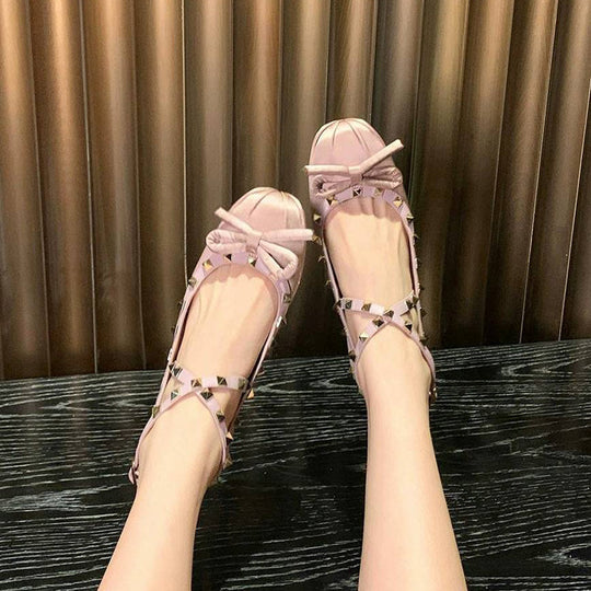 Damen Ballerinas mit stilvollem Nieten-Detail und edlem Schleifenakzent Nord Taschen