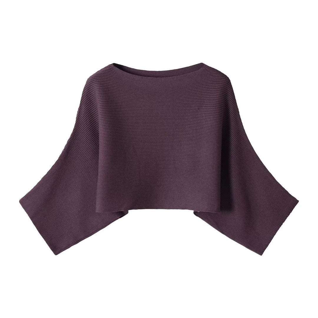 Damen Gerippter Kurz‑Poncho mit U‑Boot‑Ausschnitt und kastiger Silhouette Nord Taschen
