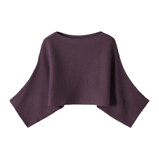 Damen Gerippter Kurz‑Poncho mit U‑Boot‑Ausschnitt und kastiger Silhouette Nord Taschen