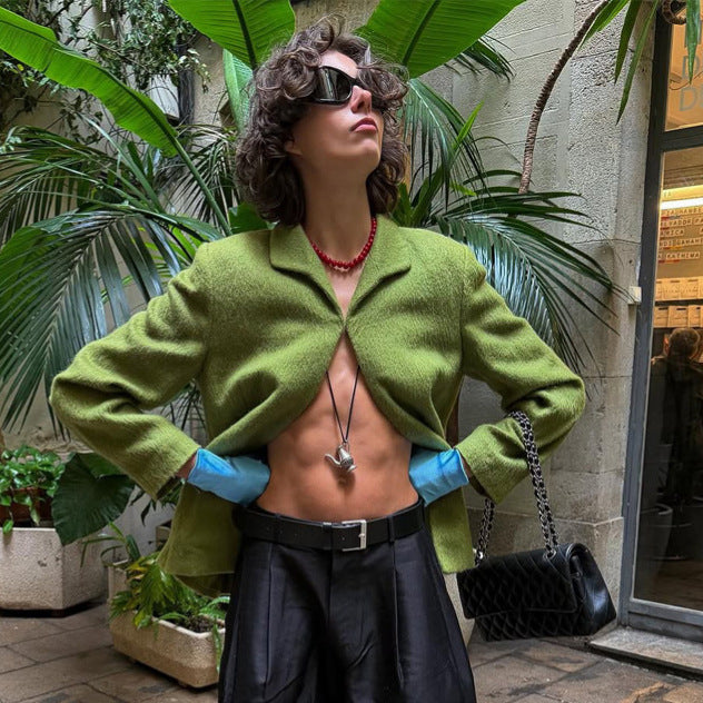 Damen Kurzblazer aus strukturiertem Bouclé mit kastiger Silhouette Nord Taschen