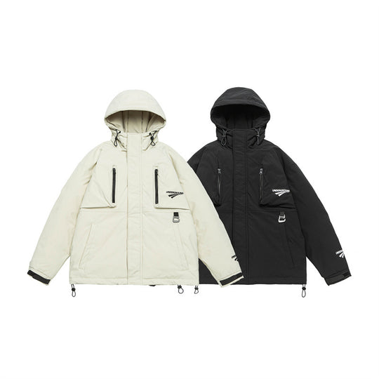 Unisex Technische wattierte Parka Jacke mit Kapuze und Reißverschluss-Brusttaschen Nord Taschen
