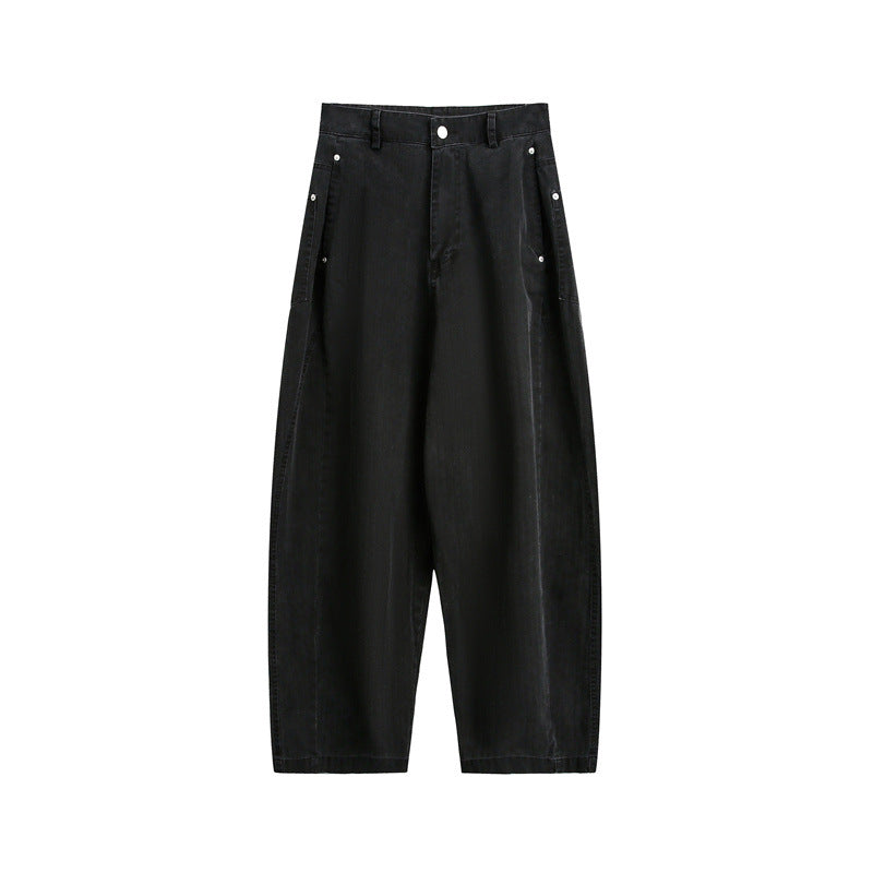 Damen Weite High‑Waist Cargo-Hose mit tiefem Schritt und aufgesetzten Seitentaschen Nord Taschen