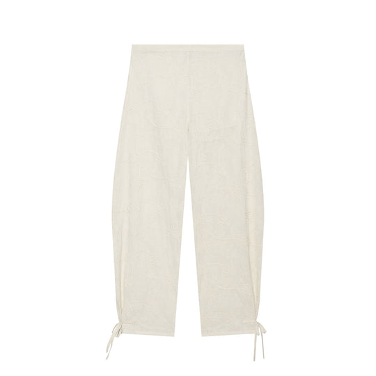 Damen Leichte bestickte Palazzohose mit weitem Bein und Saumkordeln Nord Taschen