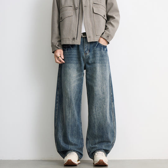 Herren weite Balloon-Jeans mit extra weitem Bein, tiefem Schritt und authentischer Used-Waschung Nord Taschen