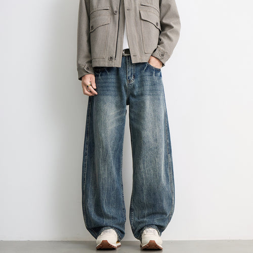 Herren weite Balloon-Jeans mit extra weitem Bein, tiefem Schritt und authentischer Used-Waschung Nord Taschen