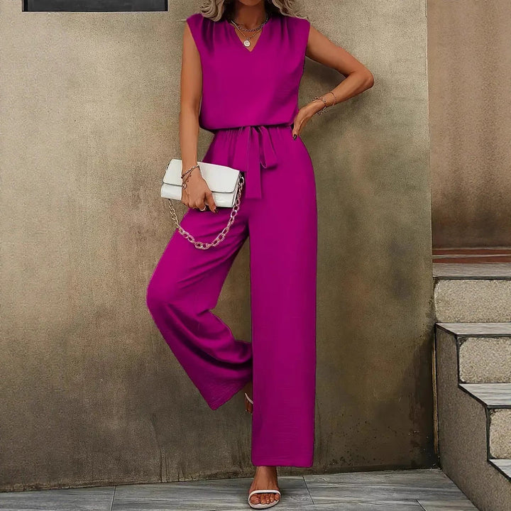 Damen Eleganter Suit mit V-Ausschnitt und Taillenknoten Nord Taschen