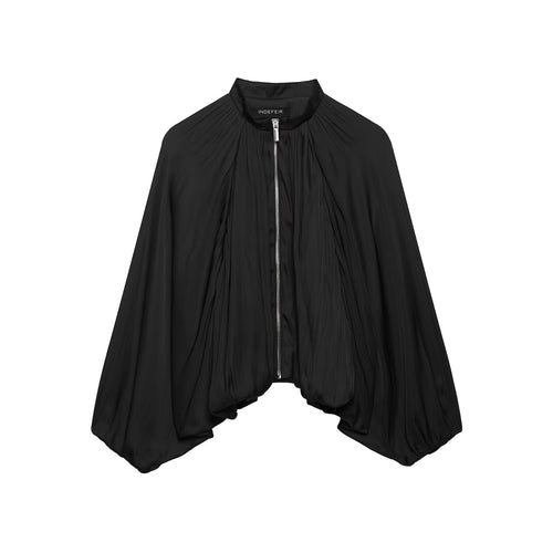 Damen Plissierte Cape-Jacke mit Reißverschluss und Stehkrragen Nord Taschen