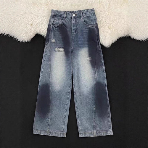 Damen Weitbeinige Destroyed Jeans Nord Taschen